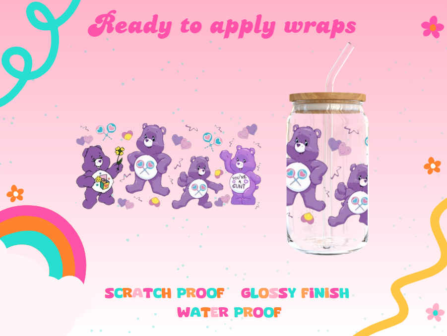 #629 Purple care bear UVDTF Wrap