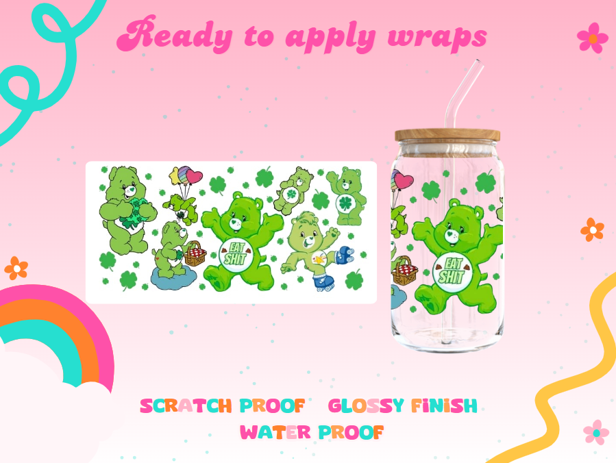 #631 Green care bear UVDTF Wrap