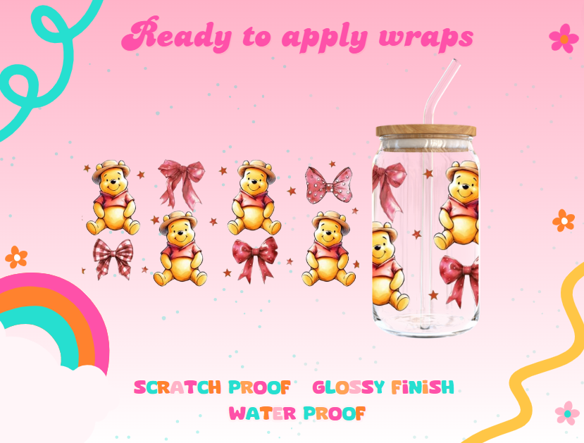 #789 Pooh with bows UVDTF Wrap