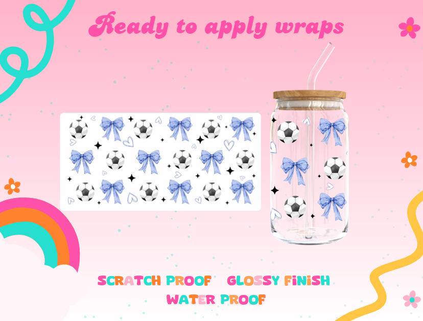 #800 Soccer with bows UVDTF Wrap