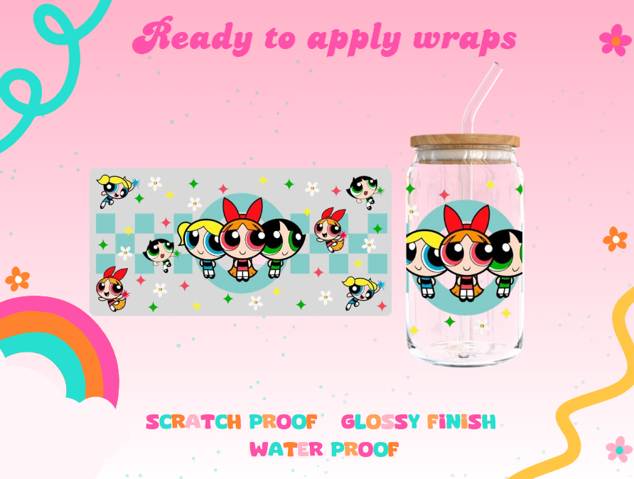 #8B Checkered The Powerpuff girls UVDTF Wrap