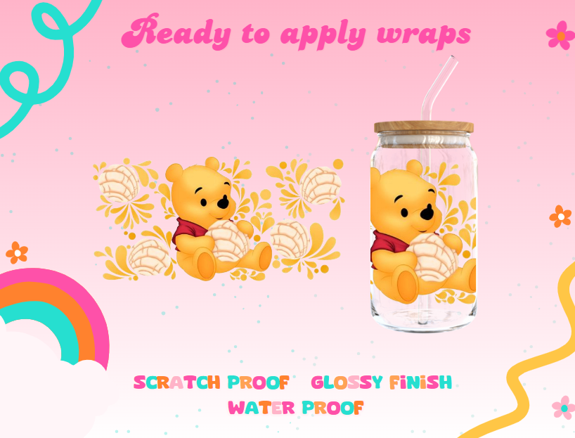 #71B Pooh with concha UVDTF Wrap