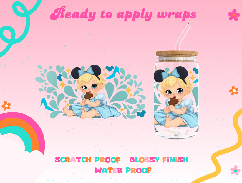 #52B Baby Cinderella with ice cream UVDTF Wrap