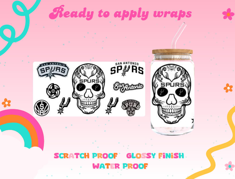 #246B San Antonio SPURS skull UVDTF Wrap