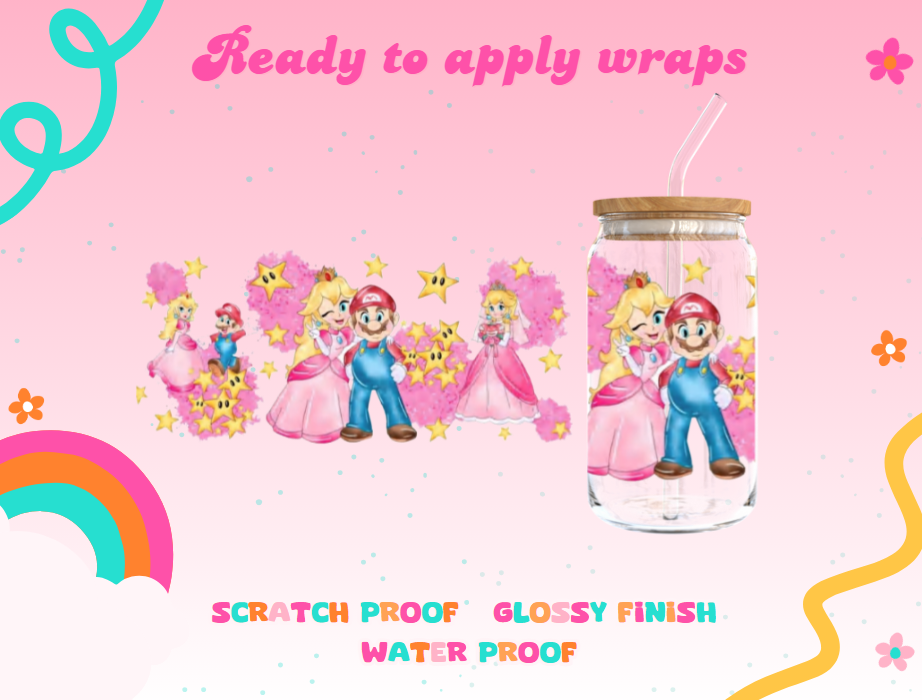 #345B Mario and princess peach UVDTF Wrap