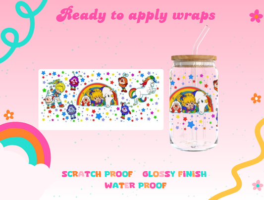 #407B Rainbow Brite with unicorn UVDTF Wrap