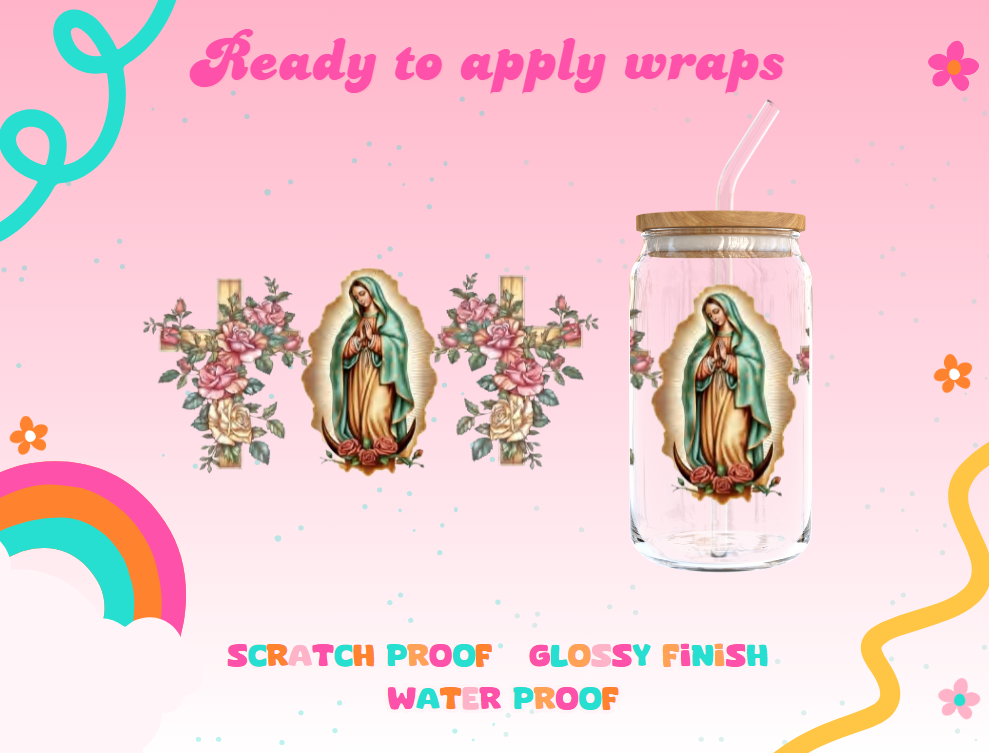 #334C Virgencita floral UVDTF Wrap