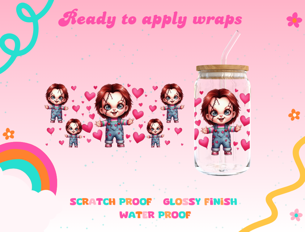 #289C Chucky hearts UVDTF Wrap