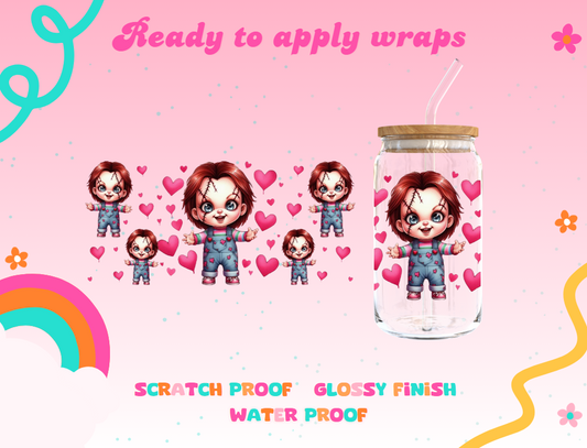 #289C Chucky hearts UVDTF Wrap